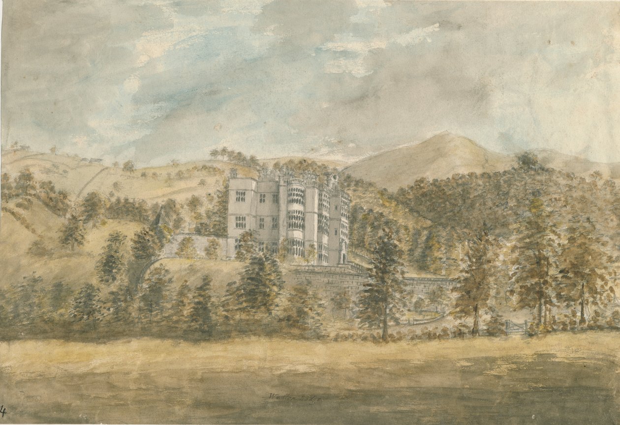 Wootton Lodge: vízfestmény, nd [1794] alkotó: Stebbing Shaw