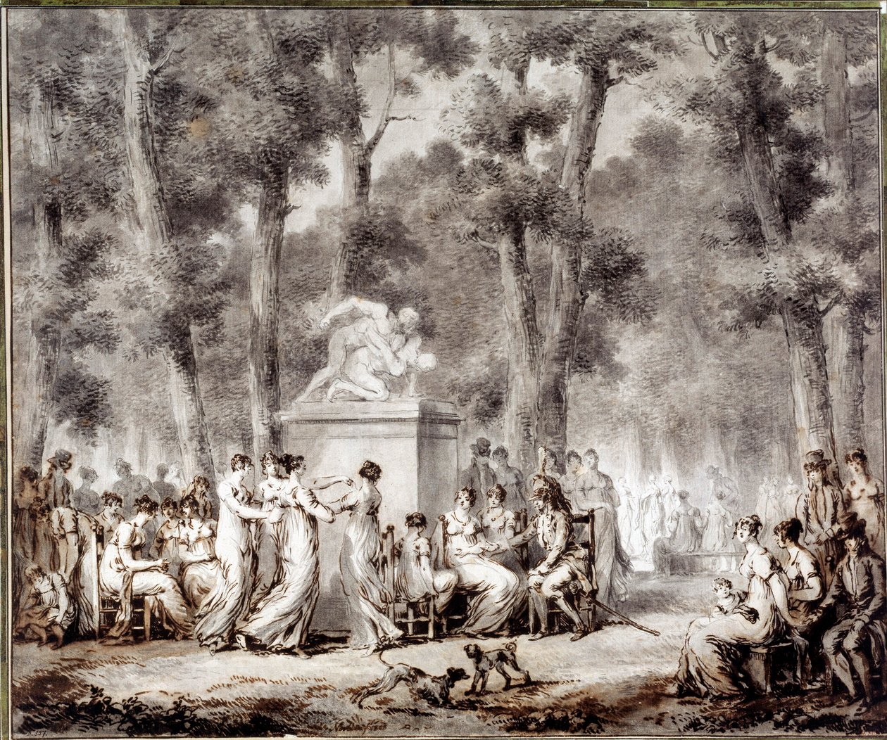Kilátás a Tuileriák teraszára 1807-ben Világkijárat a parkba. Jean Pierre Norblin De La Gourdaine (1745-1830) rajza alkotó: Stefan Juliusz Norblin de la Gourdaine