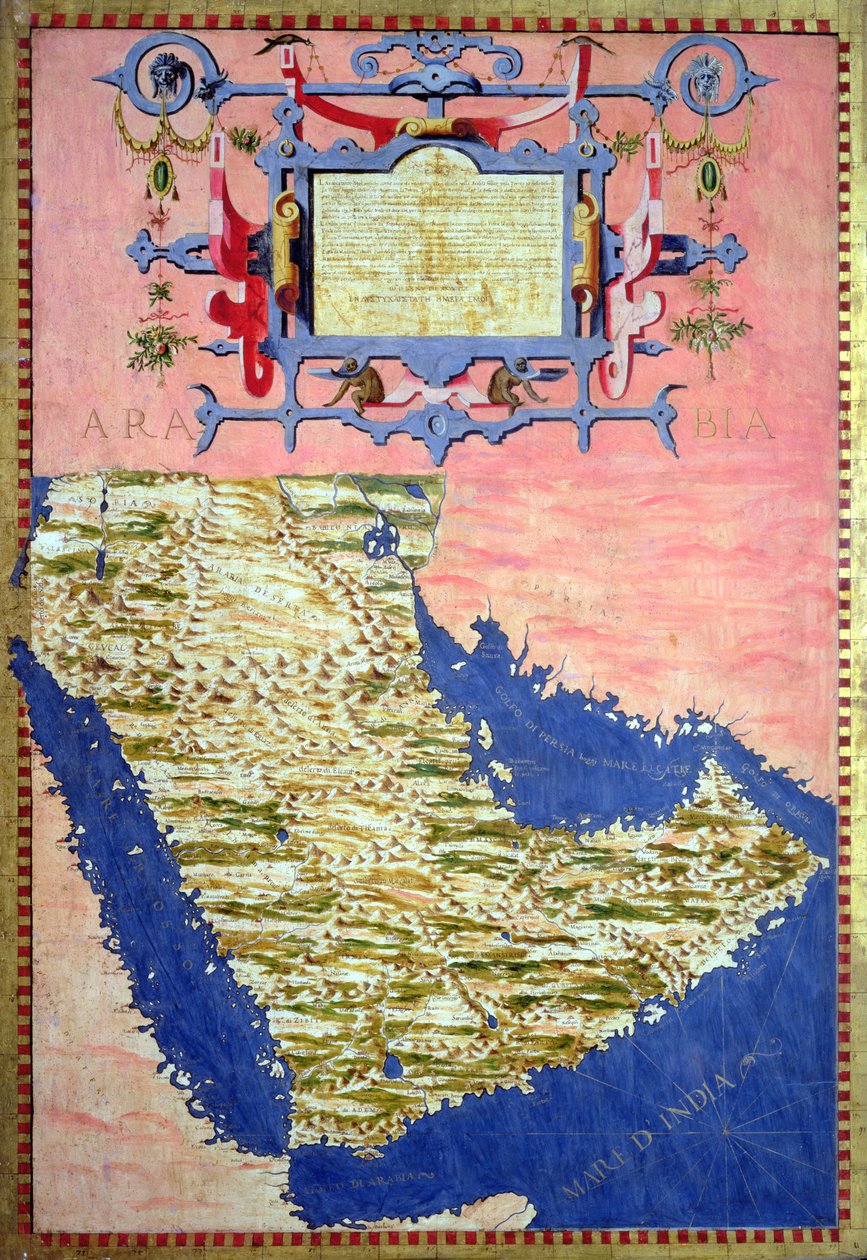 A 16. századi Arábia térképe a „Sala delle Carte Geografiche”-ből (Földrajzi Térképek Csarnoka) 1575 alkotó: Stefano Bonsignori