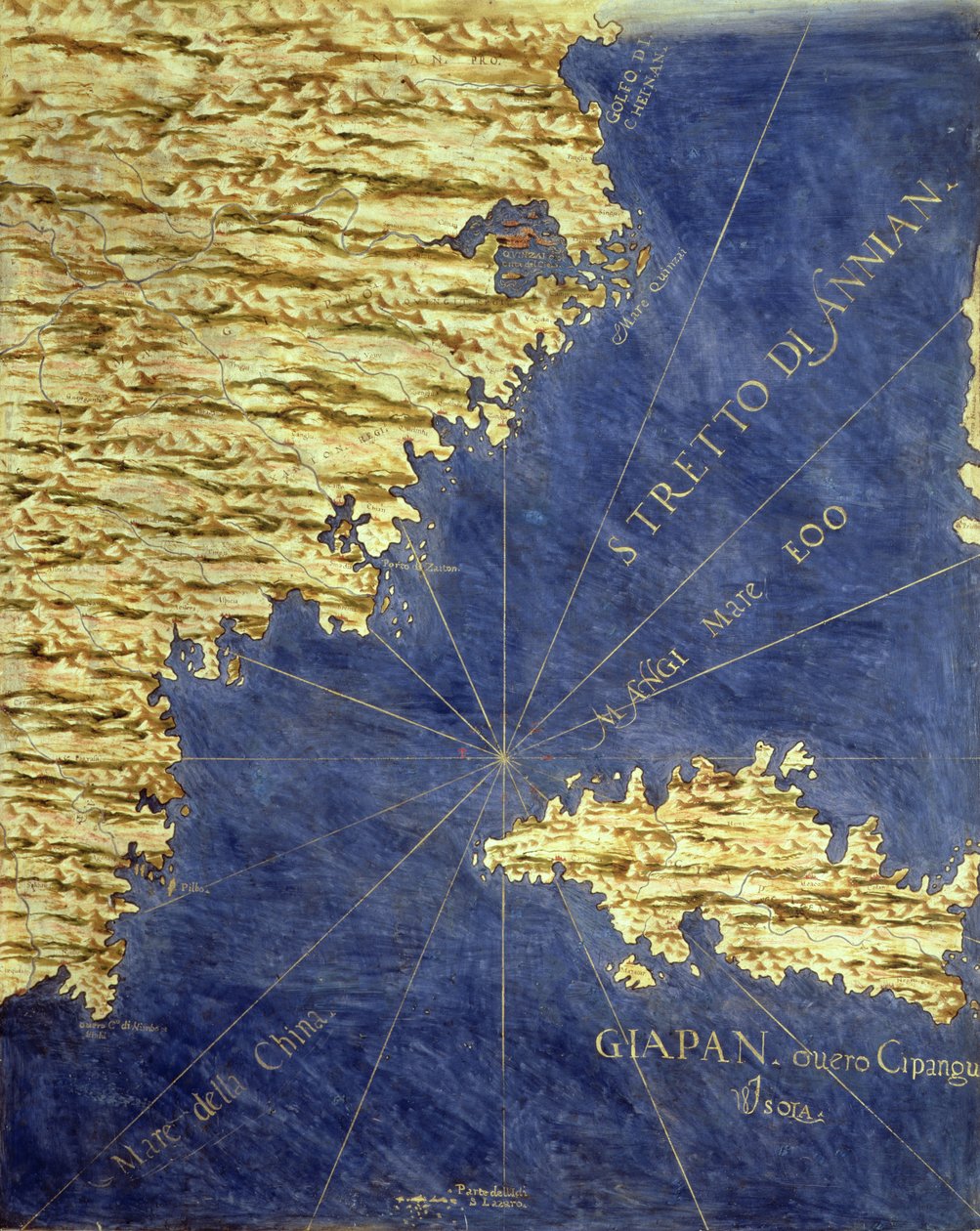 Japán XVI. századi térképe, a "Sala delle Carte Geografiche" (Földrajzi Térképek Csarnoka) 1575-ből. alkotó: Stefano Bonsignori