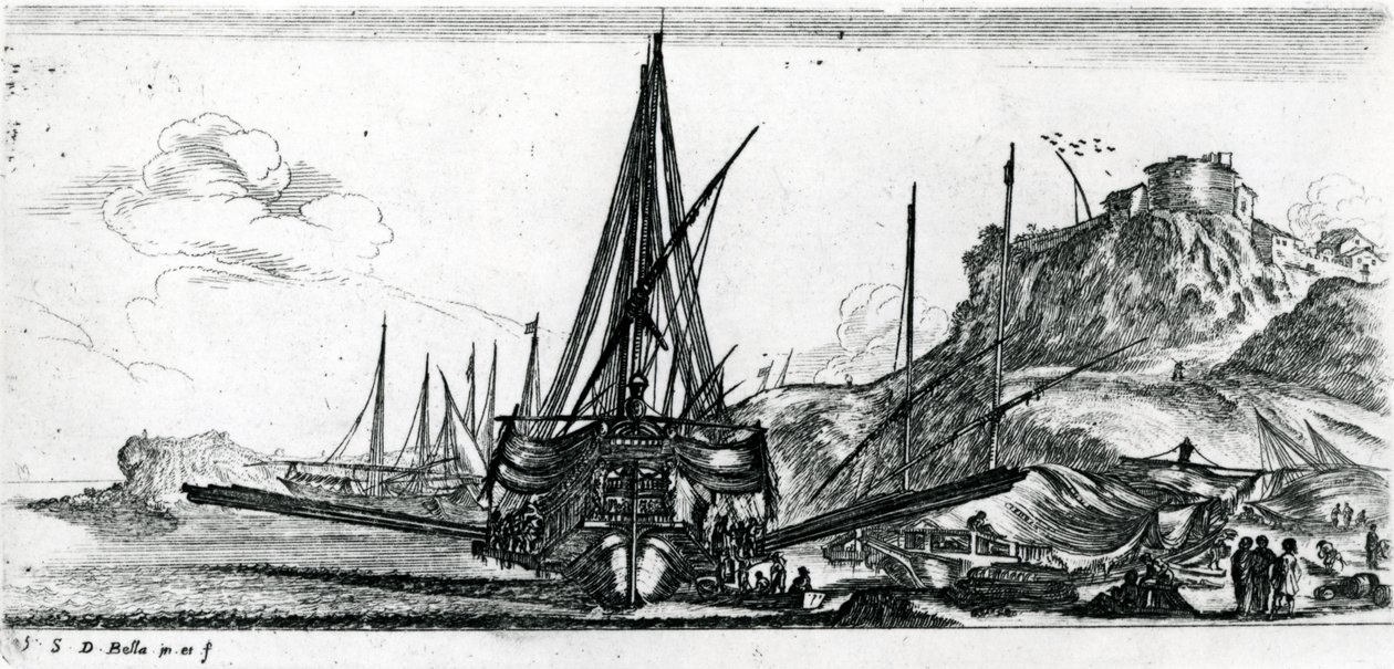 5. tábla a „Divers Embarquements”-ből, 1640 körül alkotó: Stefano della Bella