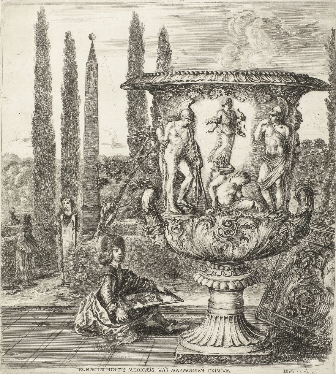 Az ifjú Cosimo III de Medici megrajzolja a Medici-vázát, 1656 alkotó: Stefano della Bella