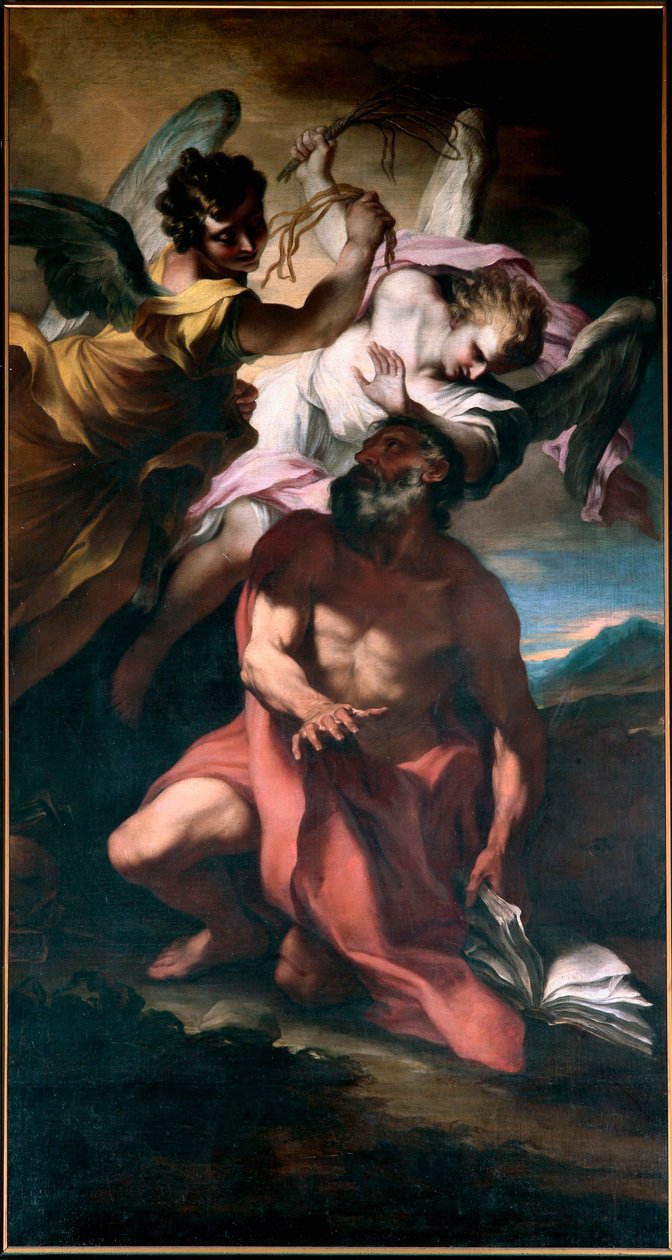 Szent Jeromos flagella angyaloktól Stefano Maria Legnani (il Legnanino) festménye (1660-1715) Gének, San Girolamo templom alkotó: Stefano Maria Legnani