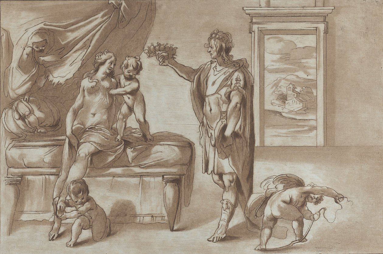 A Mars virágkoszorút ajánl a Vénusznak, 1760-90. alkotó: Stefano Mulinari