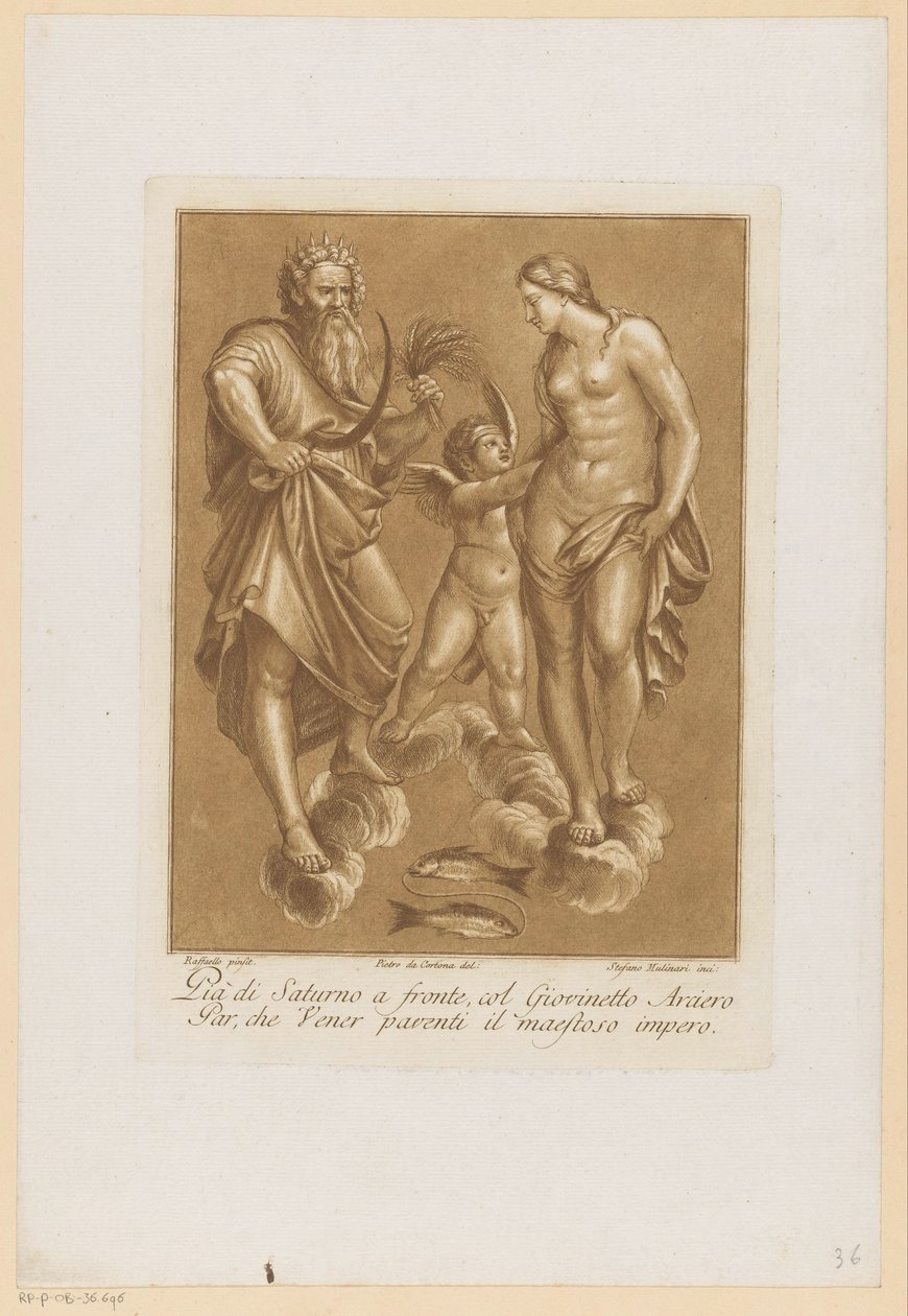Szaturnusz, szerelmes Vénusz Plafondschilderingen van de Loggia di Galatea in de Villa Farnesina te Rome (sorozat címe) alkotó: Stefano Mulinari