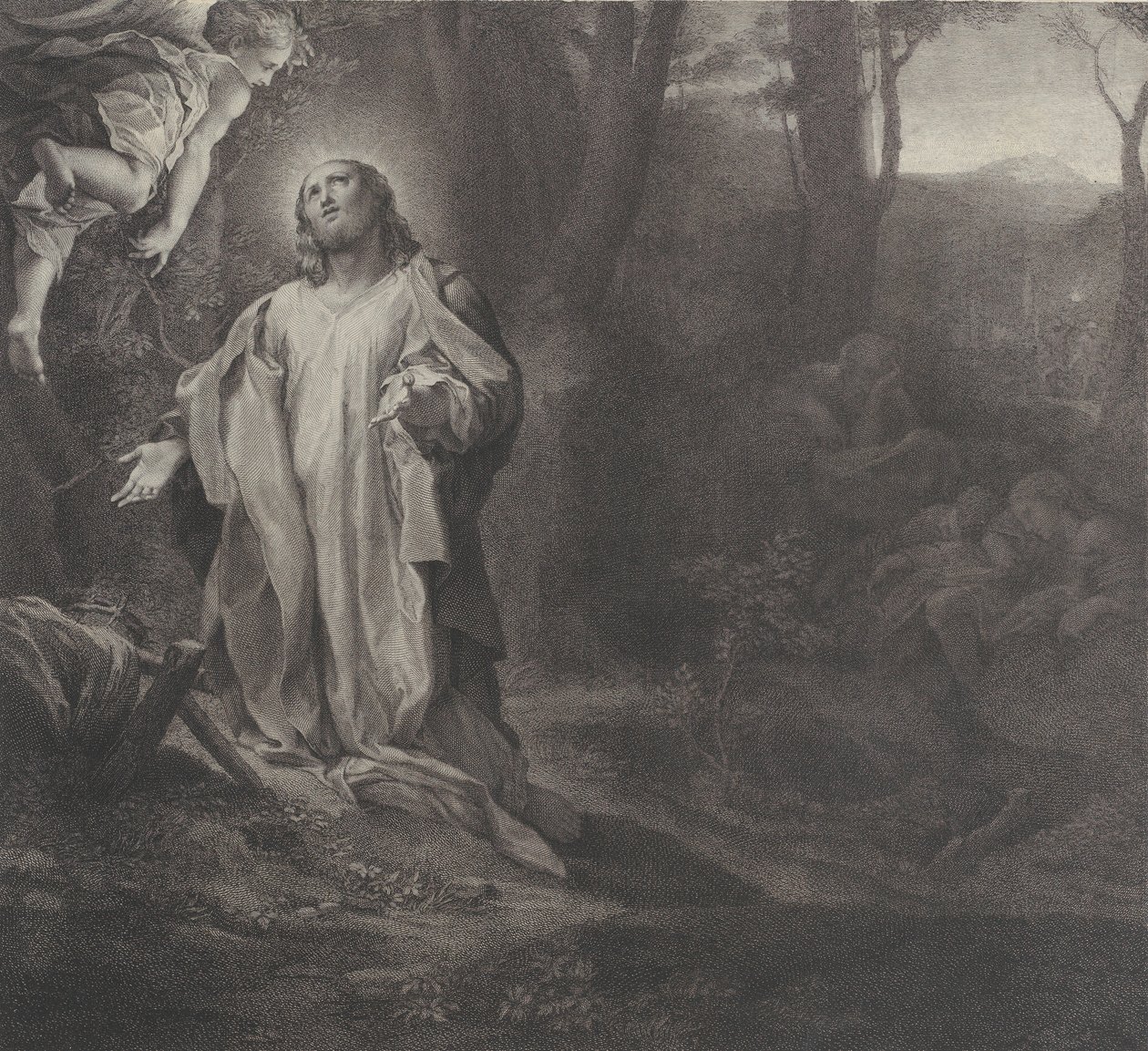 Krisztus az Olajfák hegyén, angyallal a bal felső sarokban, 1783-1812. alkotó: Stefano Tofanelli