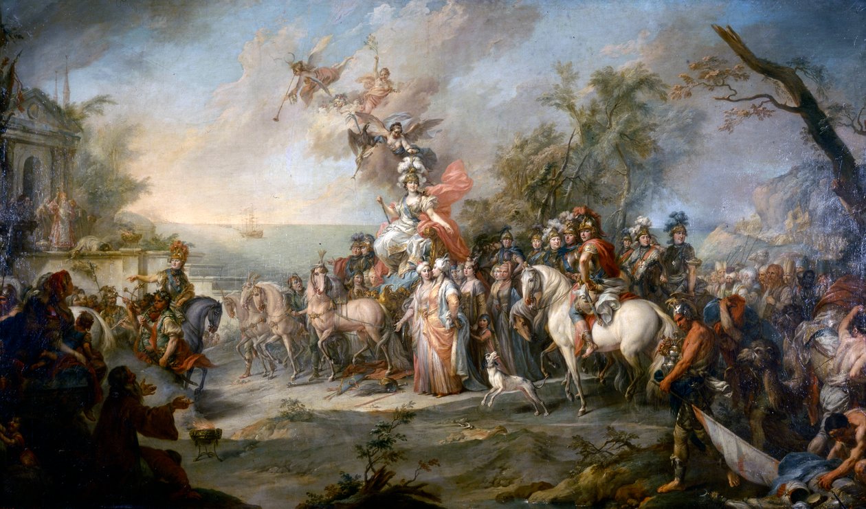 Nagy Katalin törökök és tatárok felett aratott győzelmének allegóriája, 1772 alkotó: Stefano Torelli