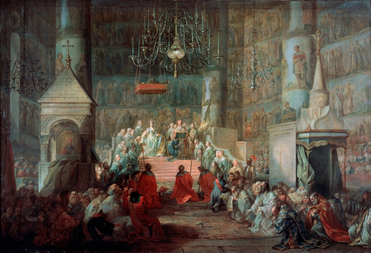 II. Katalin orosz császárné koronázása 1762. szeptember 12-én, 1777. alkotó: Stefano Torelli