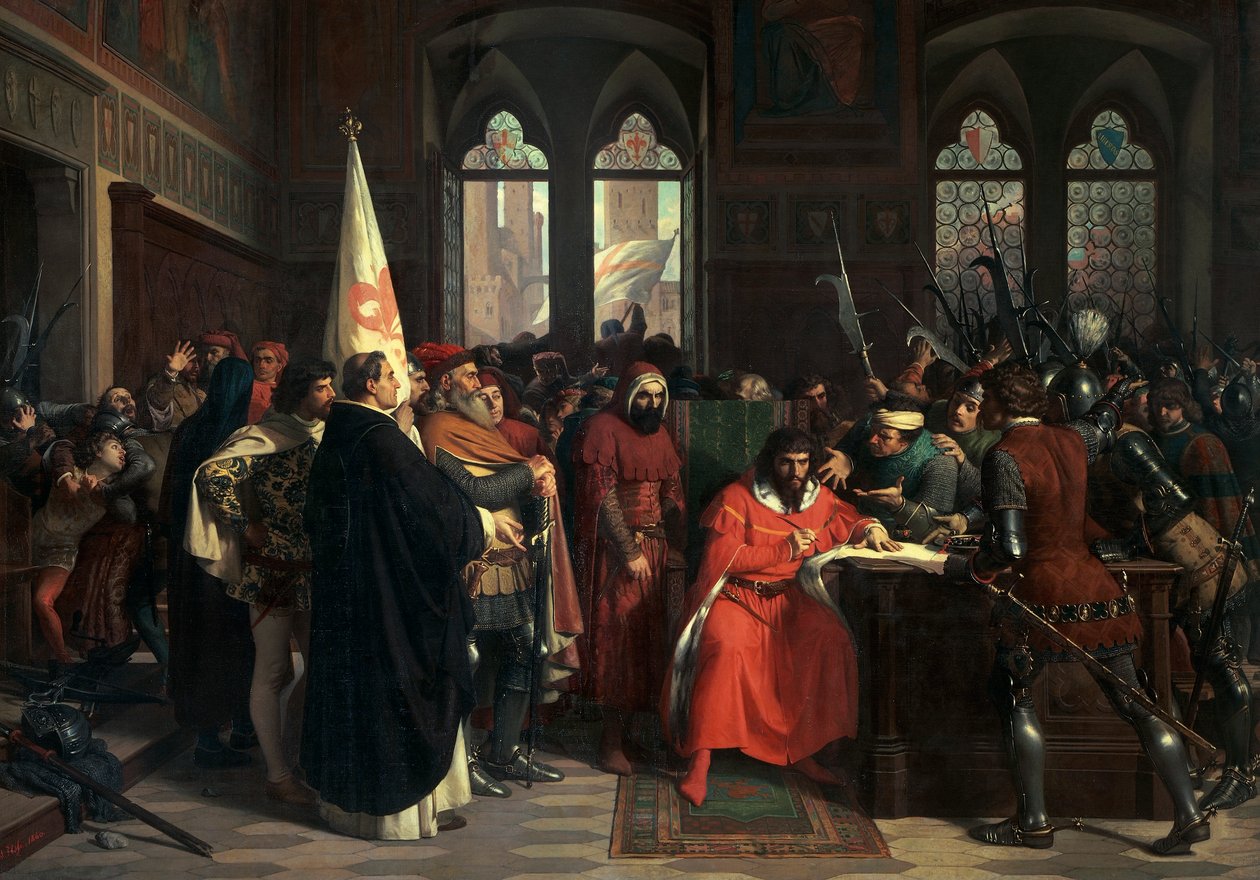 Brienne-i VI. Gautier, Athén hercegének kiűzése 1343-ban alkotó: Stefano Ussi