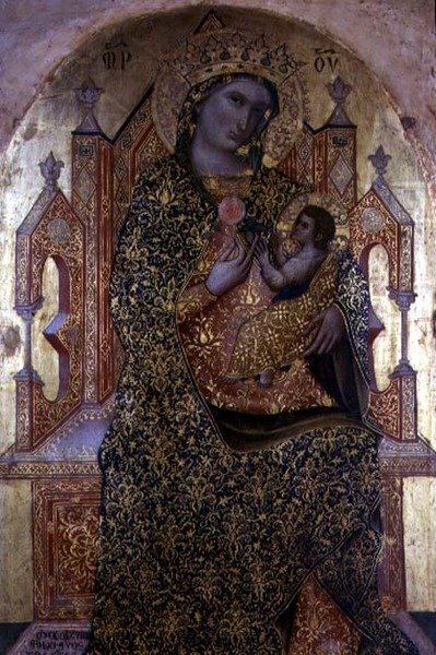 Madonna és a gyermek trónol (tempera a panelen) alkotó: Stefano Veneziano