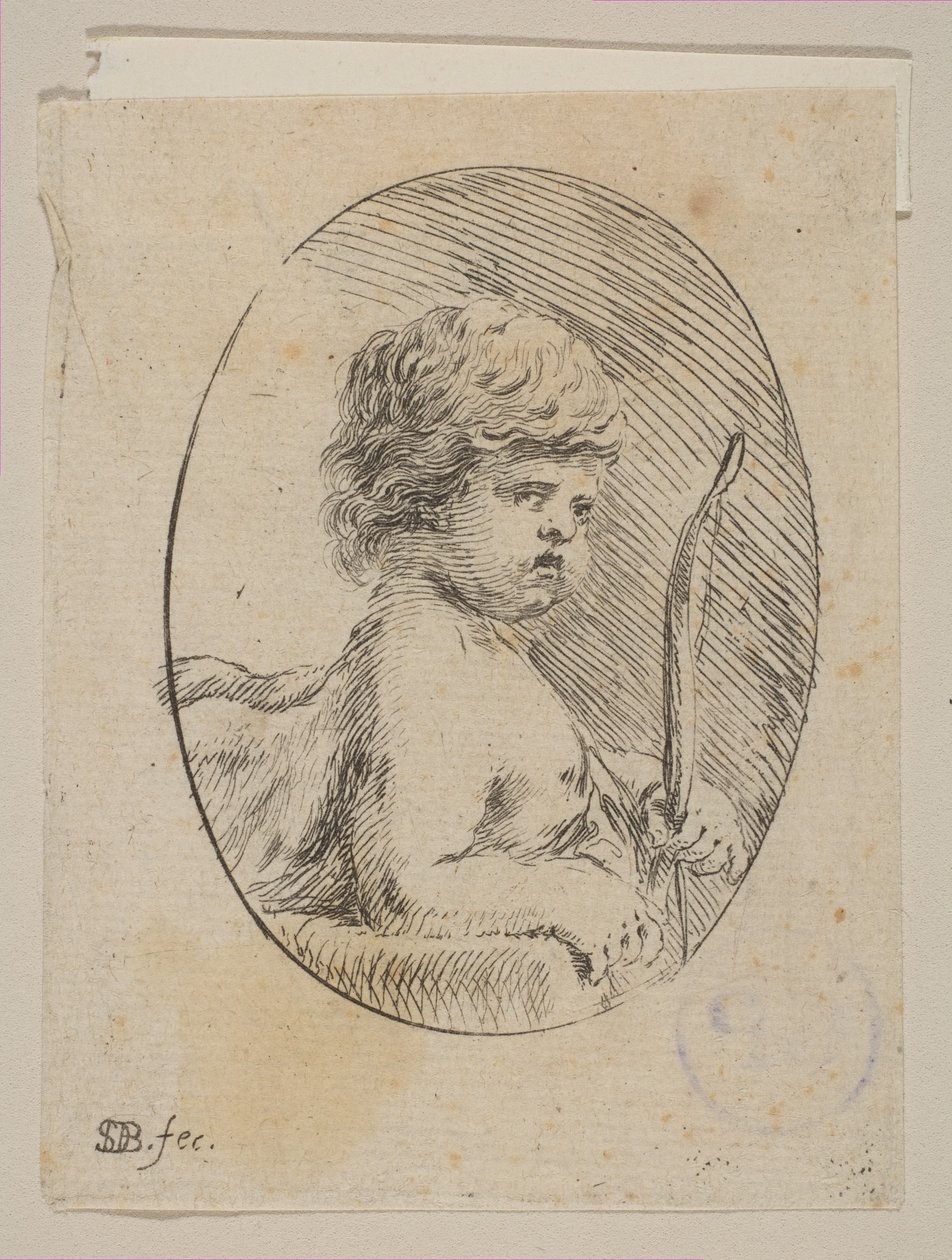 Egy kis Ámor az íjával, a „Különféle figurák és firkák” című sorozatból, Diverses figures et gr..., kb. 1646. alkotó: Stefano della Bella