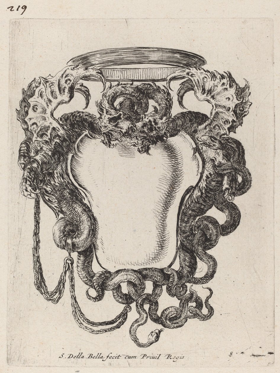 Kartusz sárkányok mellett, 1647. alkotó: Stefano della Bella