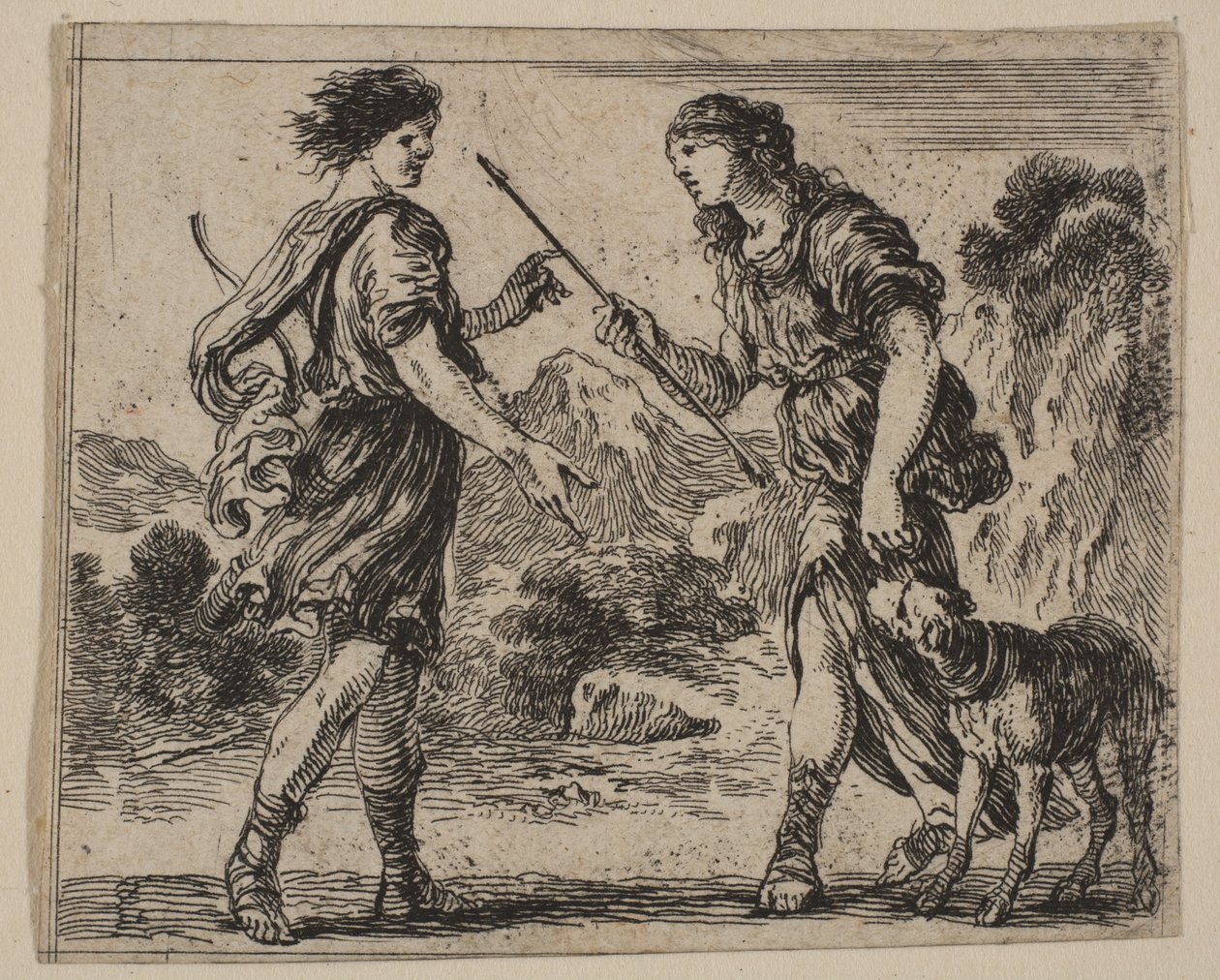 Cephalus és Procris, a Game of Mythology Jeu de la Mythologie-ból, 1644. alkotó: Stefano della Bella