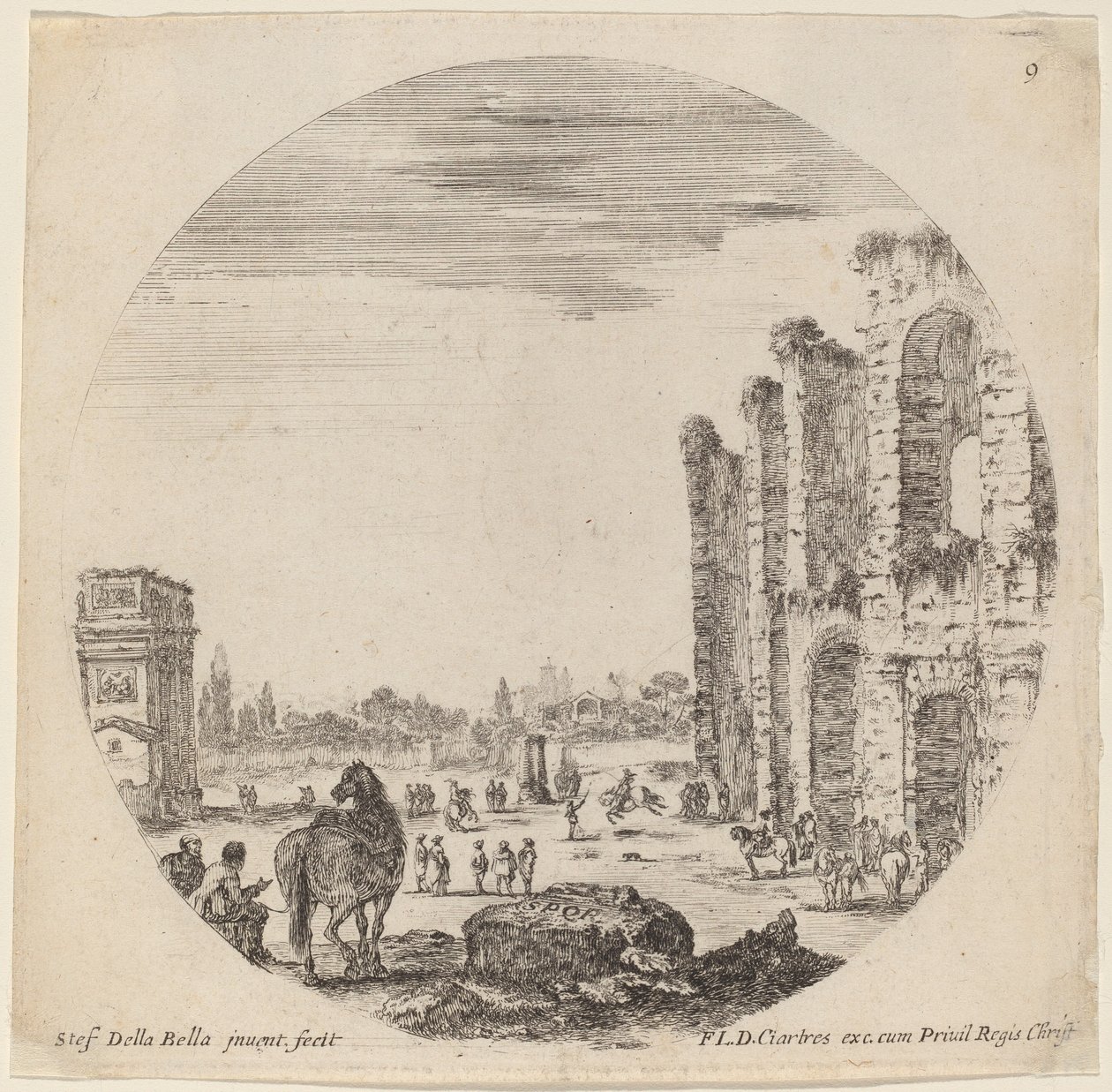 Colosseum és Konstantin diadalíve alkotó: Stefano della Bella