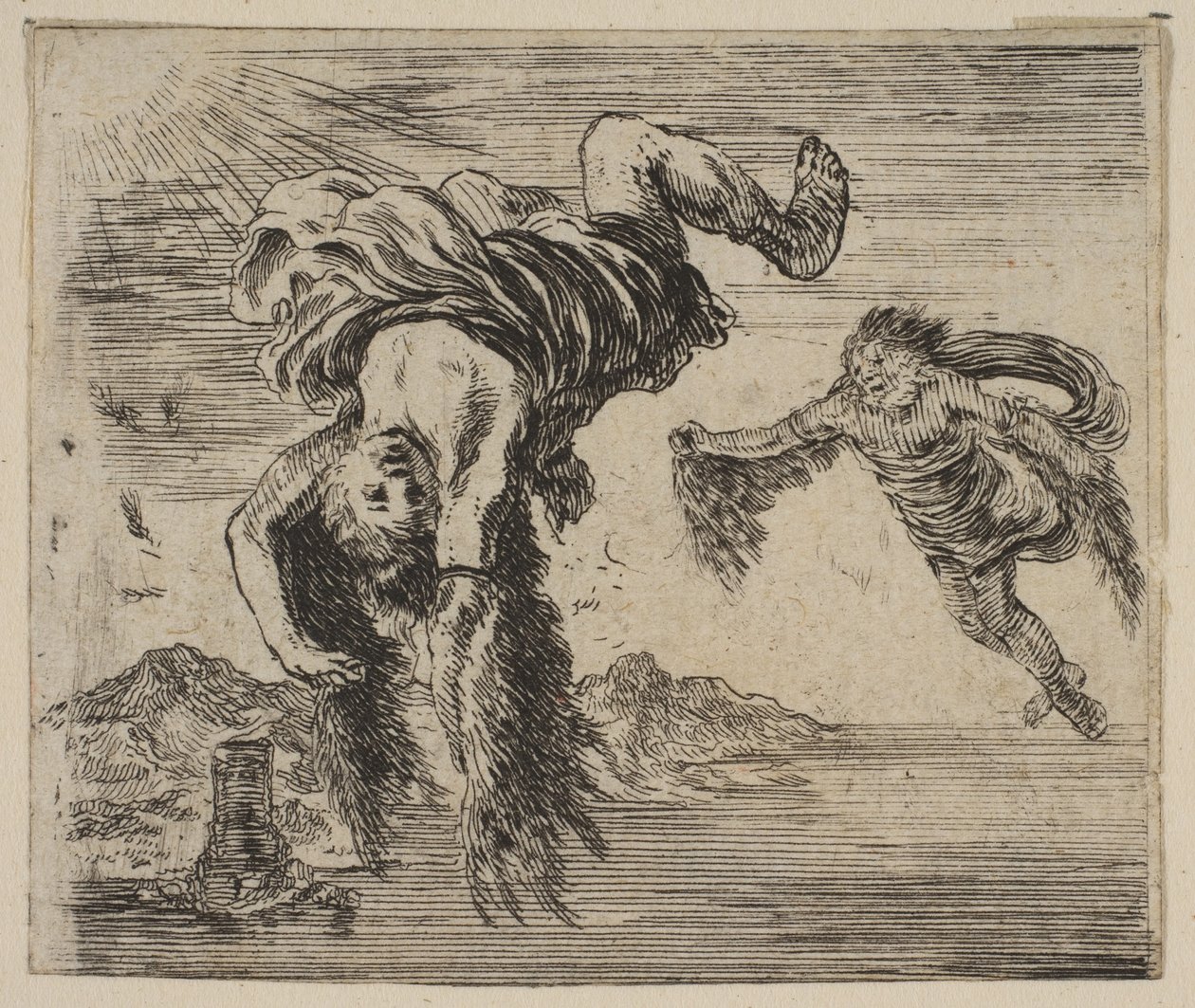 Daedalus és Icarus, a Game of Mythology Jeu de la Mythologie-ból, 1644. alkotó: Stefano della Bella