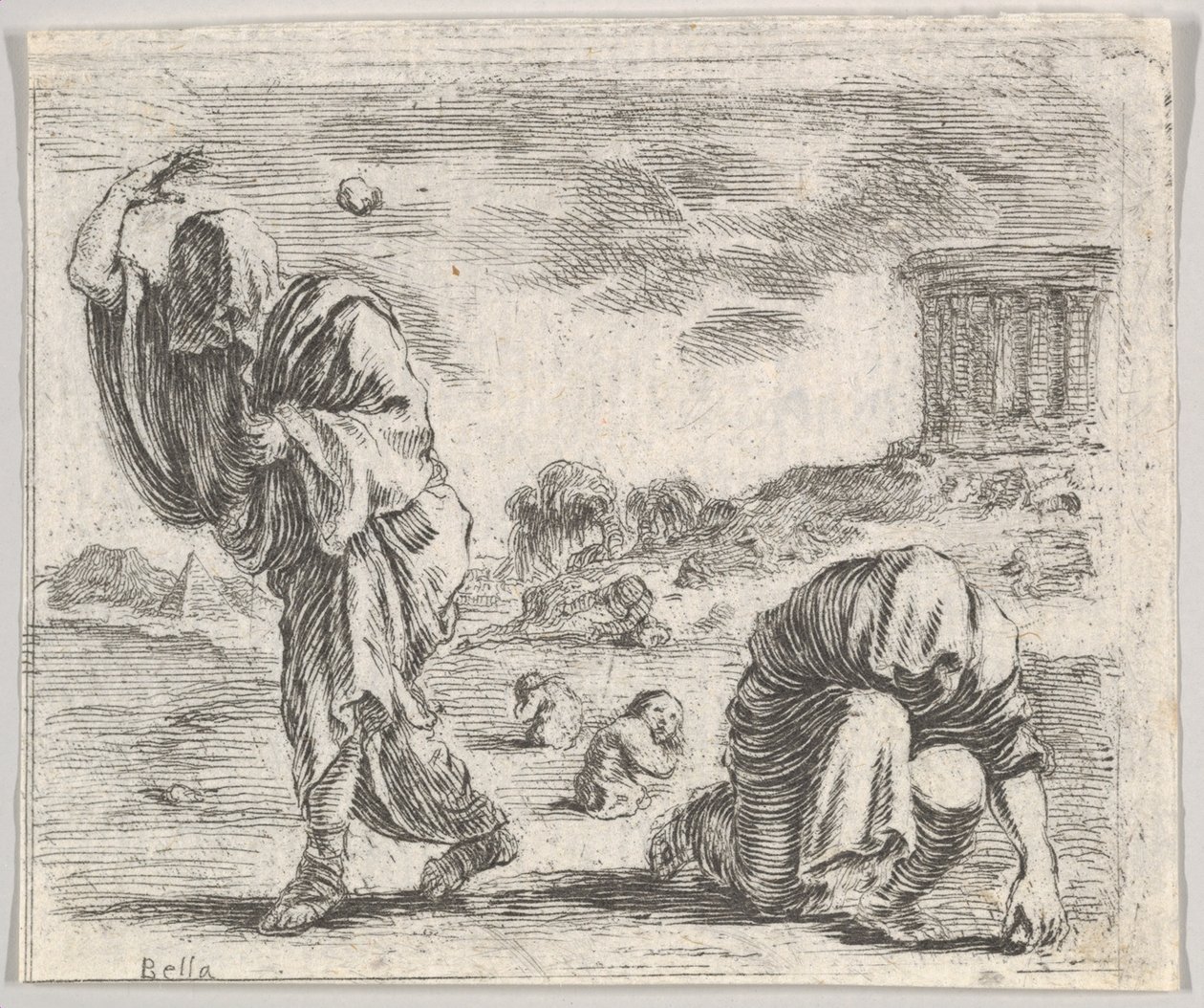 Deucalion és Pyrrha, a Game of Mythology Jeu de la Mythologie-ból, 1644. alkotó: Stefano della Bella