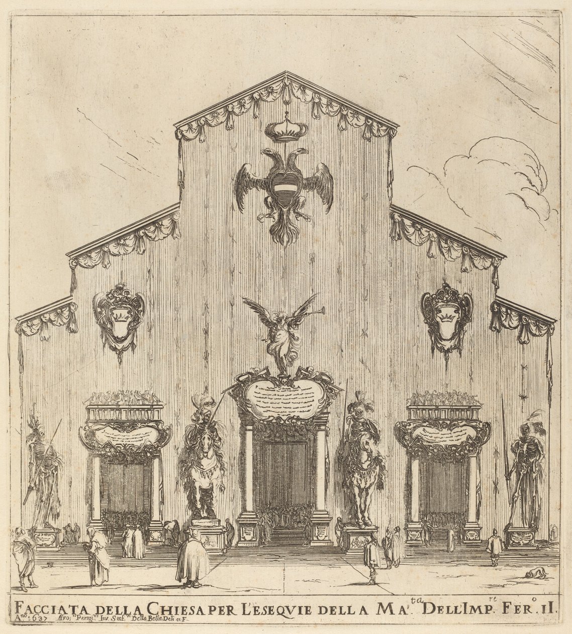A firenzei San Lorenzo templom homlokzata, 1637. alkotó: Stefano della Bella