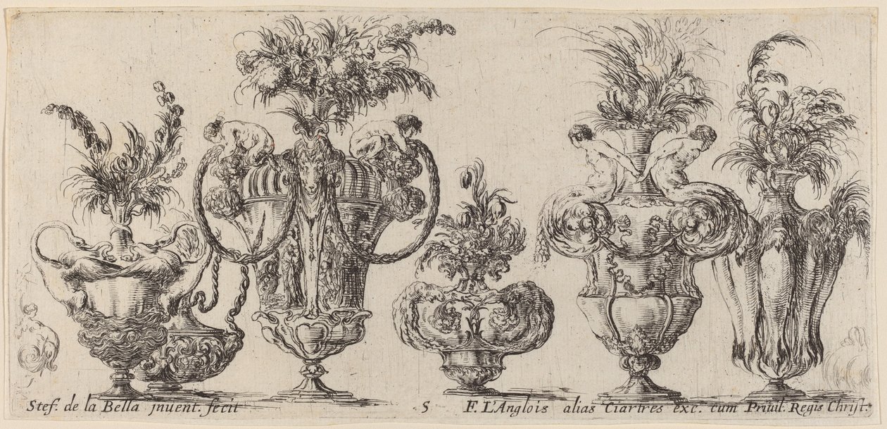Fantasztikus vázák, valószínűleg 1646-ból. alkotó: Stefano della Bella