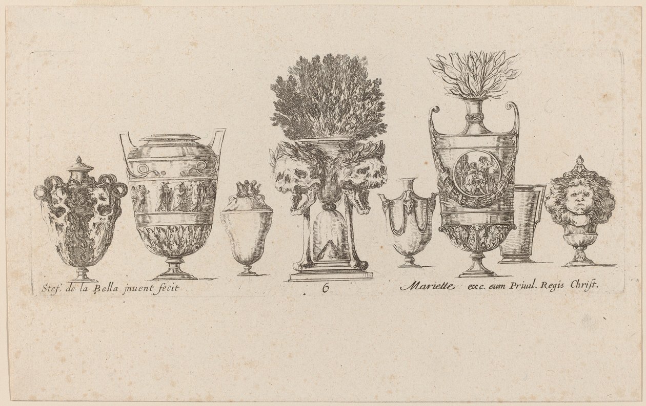 Fantasztikus vázák, valószínűleg 1646-ból. alkotó: Stefano della Bella