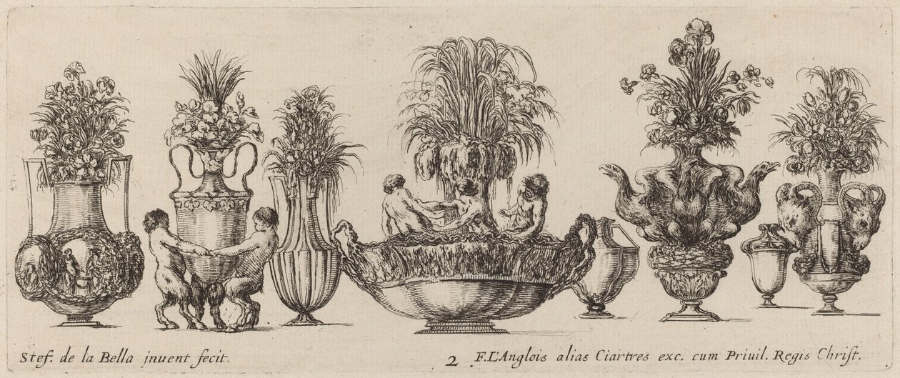 Fantasztikus vázák, valószínűleg 1646-ból. alkotó: Stefano della Bella