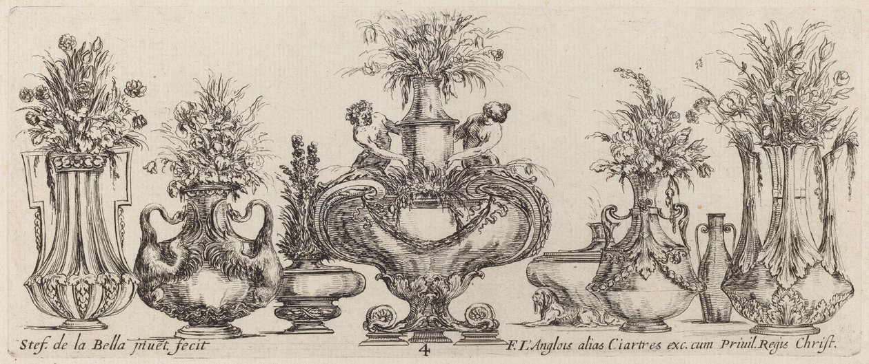 Fantasztikus vázák, valószínűleg 1646-ból. alkotó: Stefano della Bella