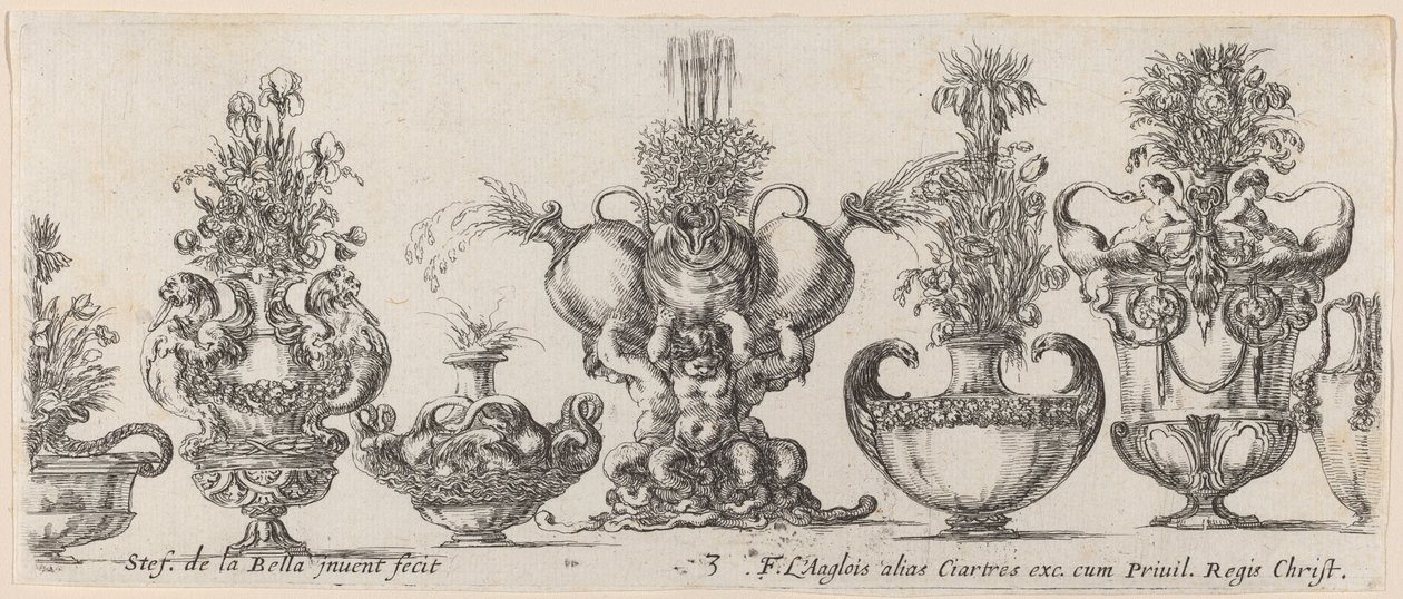 Fantasztikus vázák, valószínűleg 1646-ból. alkotó: Stefano della Bella