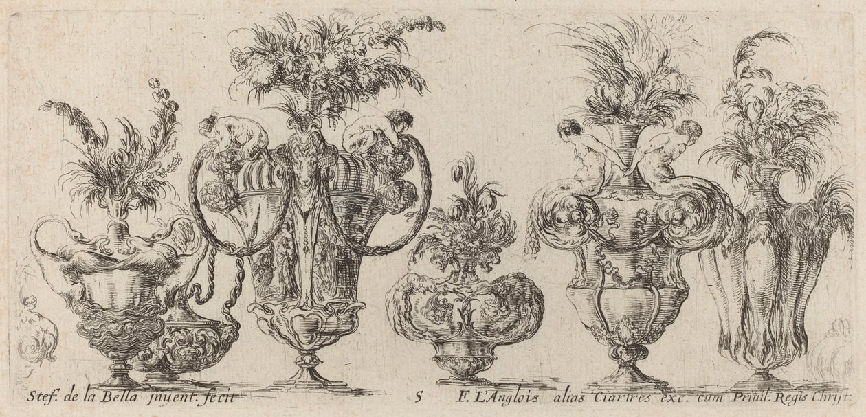 Fantasztikus vázák, valószínűleg 1646-ból. alkotó: Stefano della Bella