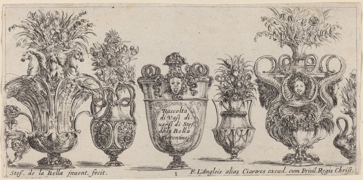 Fantasztikus vázák, valószínűleg 1646-ból. alkotó: Stefano della Bella
