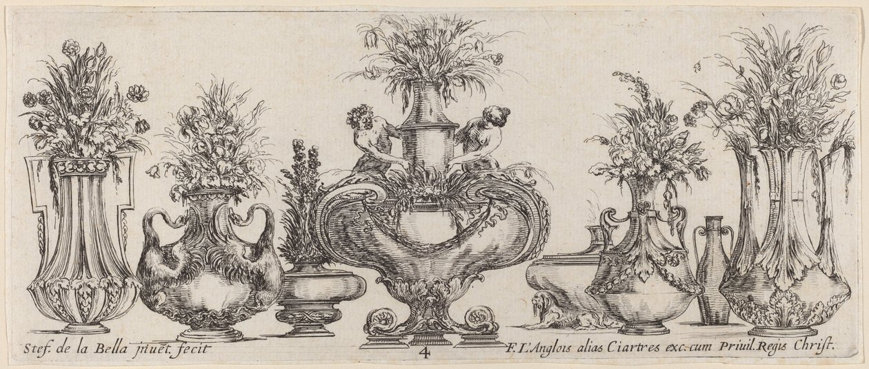 Fantasztikus vázák, valószínűleg 1646-ból. alkotó: Stefano della Bella
