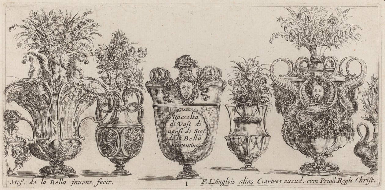 Fantasztikus vázák, valószínűleg 1646-ból. alkotó: Stefano della Bella