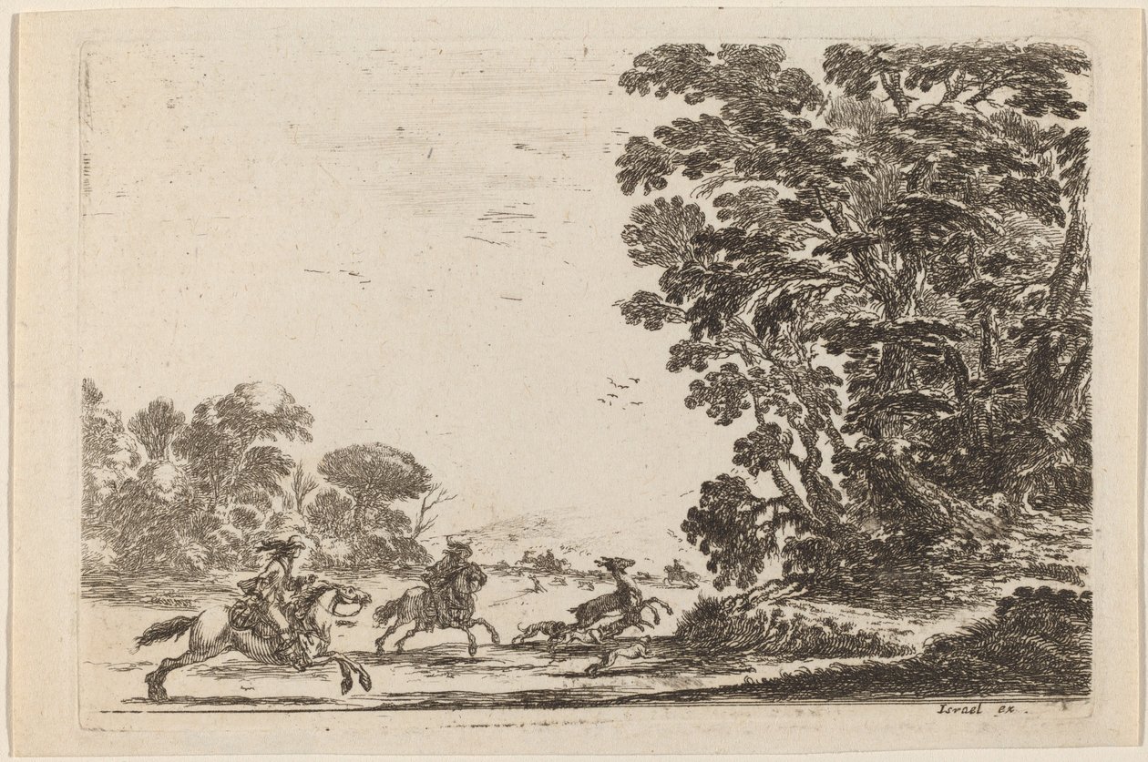 Erdő szarvasvadászattal, 1642. alkotó: Stefano della Bella