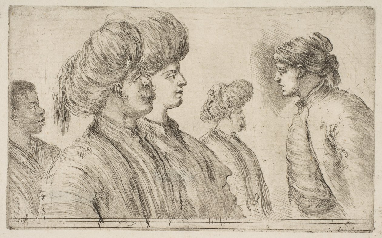 Négy török és egy fekete ember, kb. 1662. alkotó: Stefano della Bella