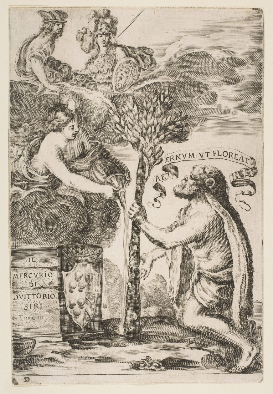 Az Il Mercurio előlapja, III: Herkules, ülteti klubját, 1652. alkotó: Stefano della Bella