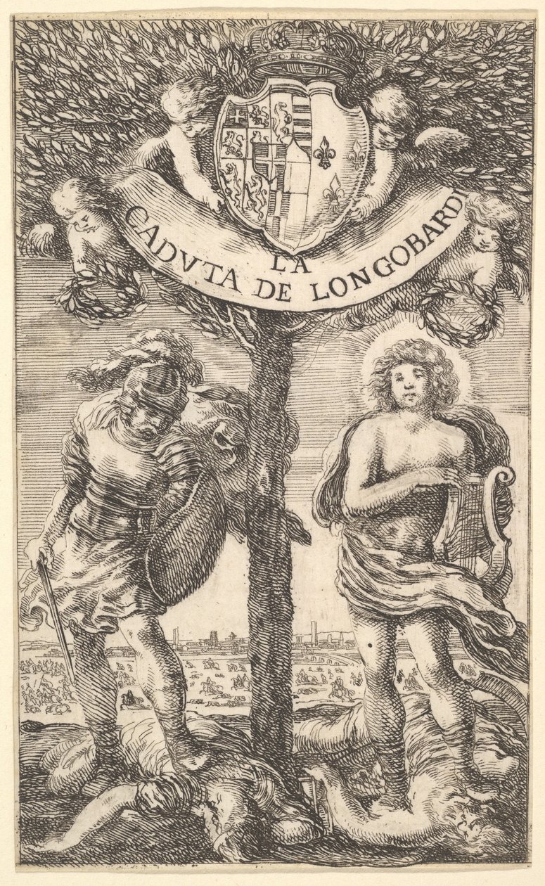 Homlokkép Longobardi bukásához La Caduta de Longobardi, Sigismond B ... versei, 1656. alkotó: Stefano della Bella