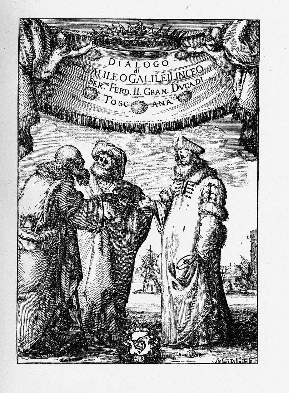 Galileo Galilei A két fő világrendszerről szóló párbeszéd frontképe, 1632 alkotó: Stefano della Bella