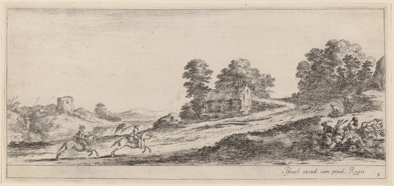 Vágtázó lovasok, 1647-ben vagy előtte. alkotó: Stefano della Bella
