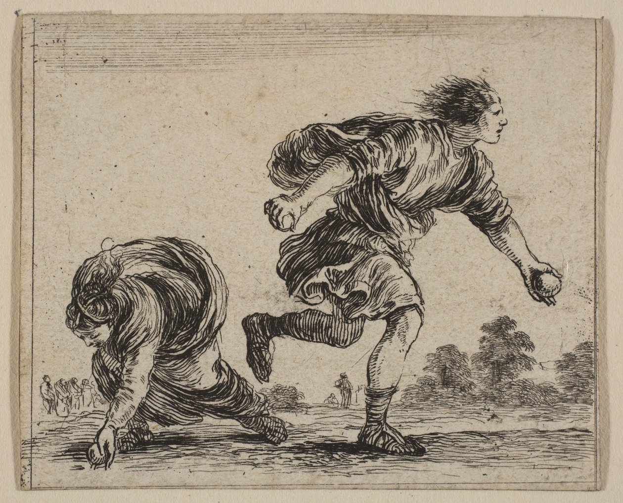 Hippomenes és Atalanta, a „Mitológia játékából”, a Jeu de la Mythologie, 1644. alkotó: Stefano della Bella