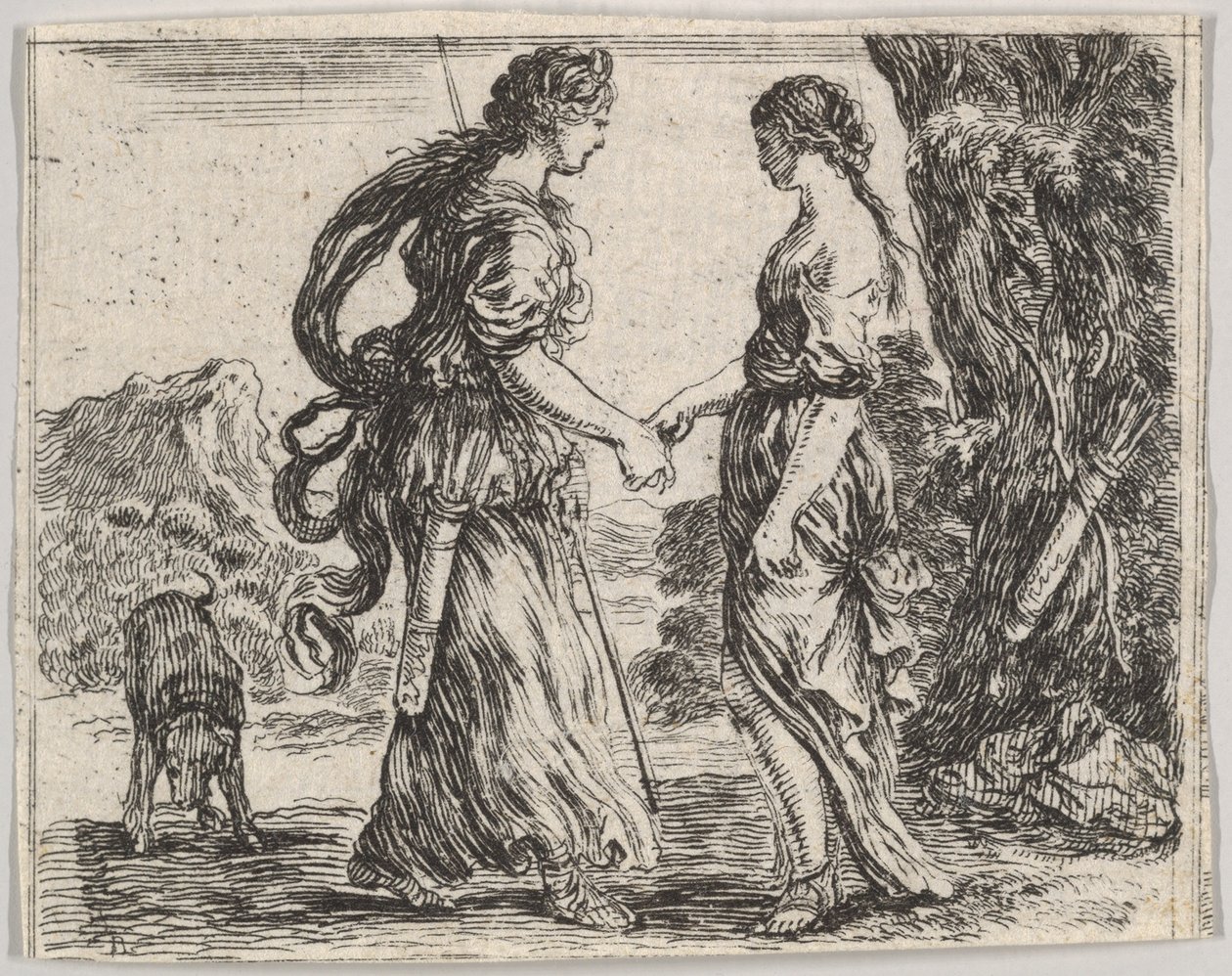 Jupiter és Calisto, a Game of Mythology Jeu de la Mythologie-ból, 1644. alkotó: Stefano della Bella