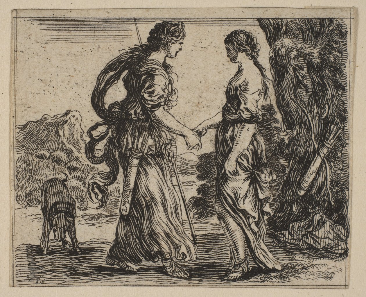 Jupiter és Callisto, a Game of Mythology Jeu de la Mythologie-ból, 1644. alkotó: Stefano della Bella