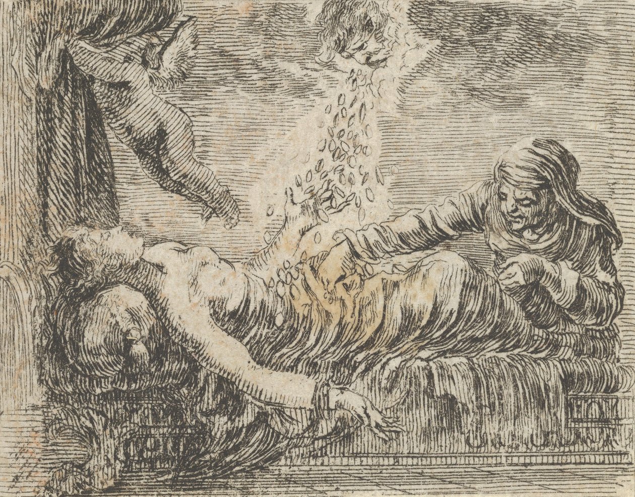 Jupiter és Danaë, a „Mitológia játékából”, a Jeu de la Mythologie, 1644. alkotó: Stefano della Bella