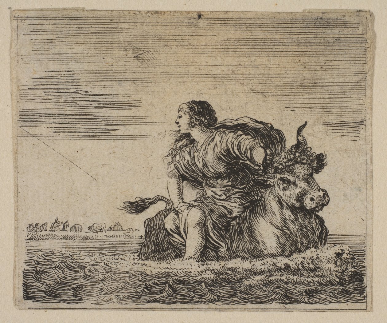 Jupiter és Európa, a Game of Mythology Jeu de la Mythologie-ból, 1644. alkotó: Stefano della Bella