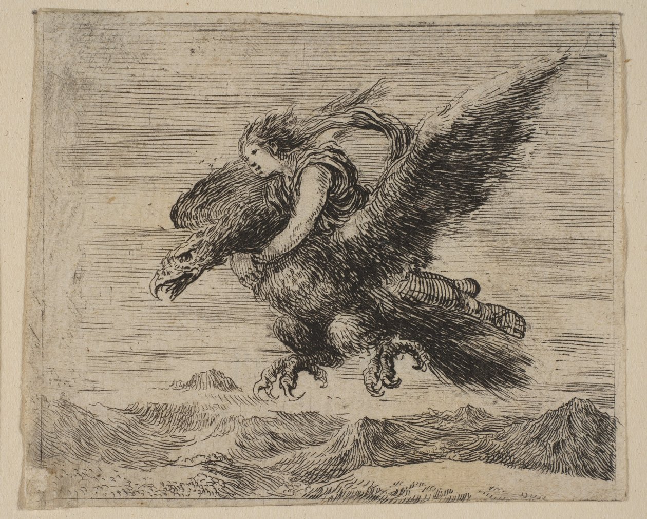 Jupiter és Ganymedes, a Game of Mythology Jeu de la Mythologie-ból, 1644. alkotó: Stefano della Bella