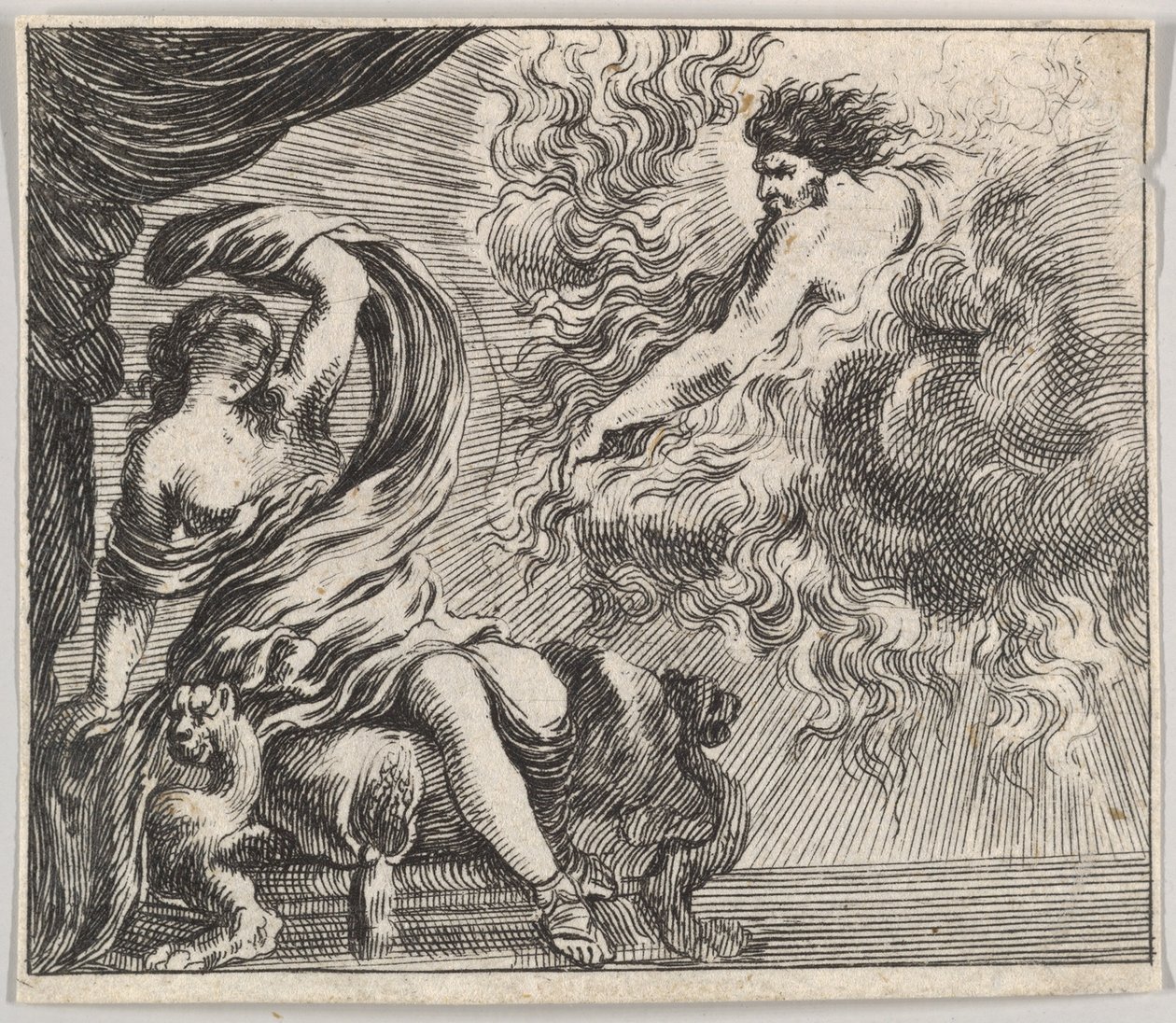Jupiter és Semele, a Game of Mythology Jeu de la Mythologie-ból, 1644. alkotó: Stefano della Bella