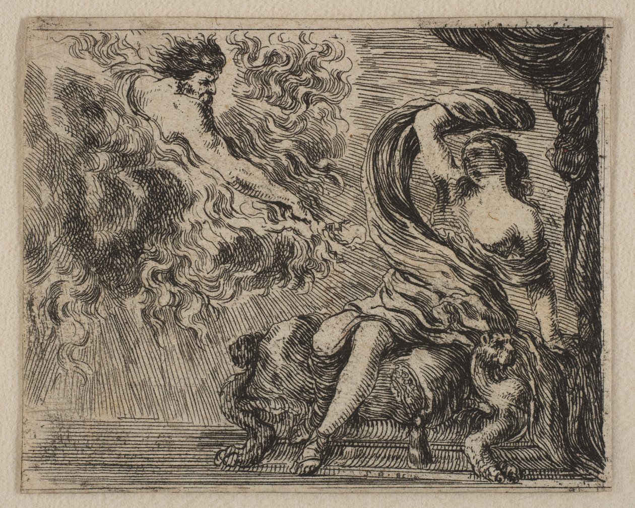 Jupiter és Semele, a Game of Mythology Jeu de la Mythologie-ból, 1644. alkotó: Stefano della Bella