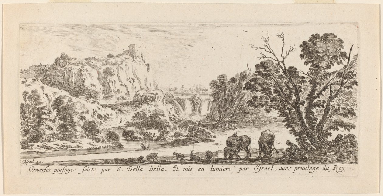 Táj vízeséssel, 1641. alkotó: Stefano della Bella