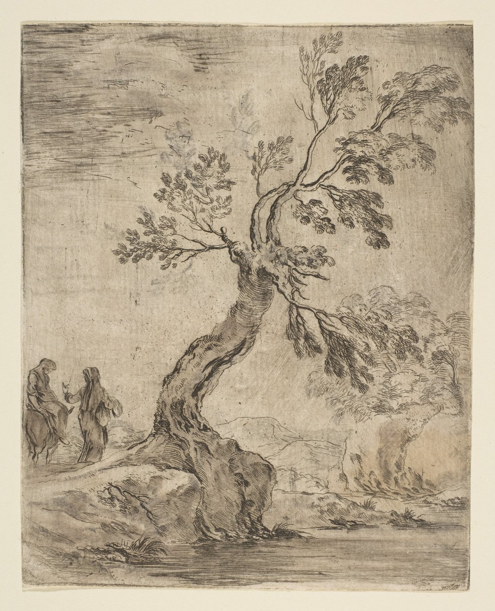 Táj két nővel, az egyik szamárra ülve, kb. 1660. alkotó: Stefano della Bella