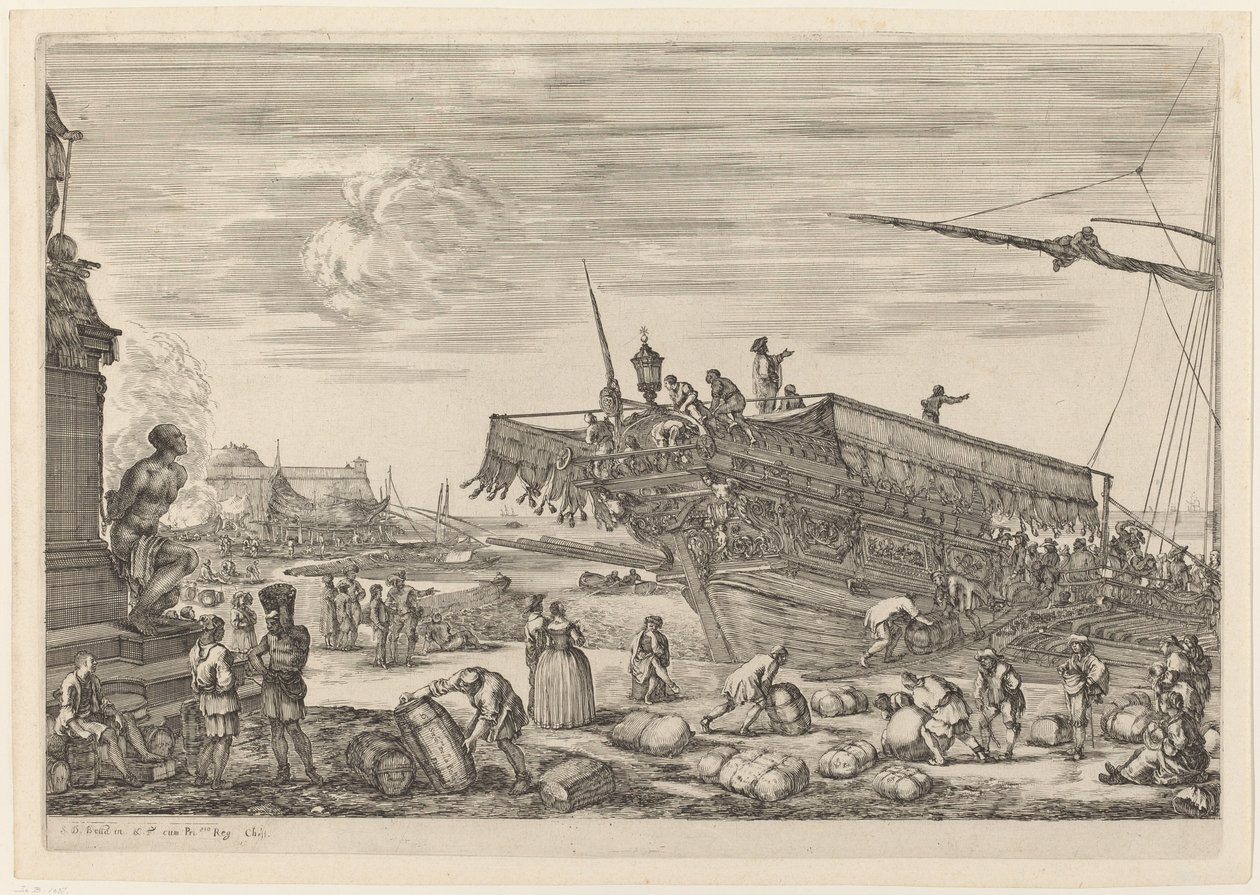 Hajó berakodása, valószínűleg c. 16541655. alkotó: Stefano della Bella