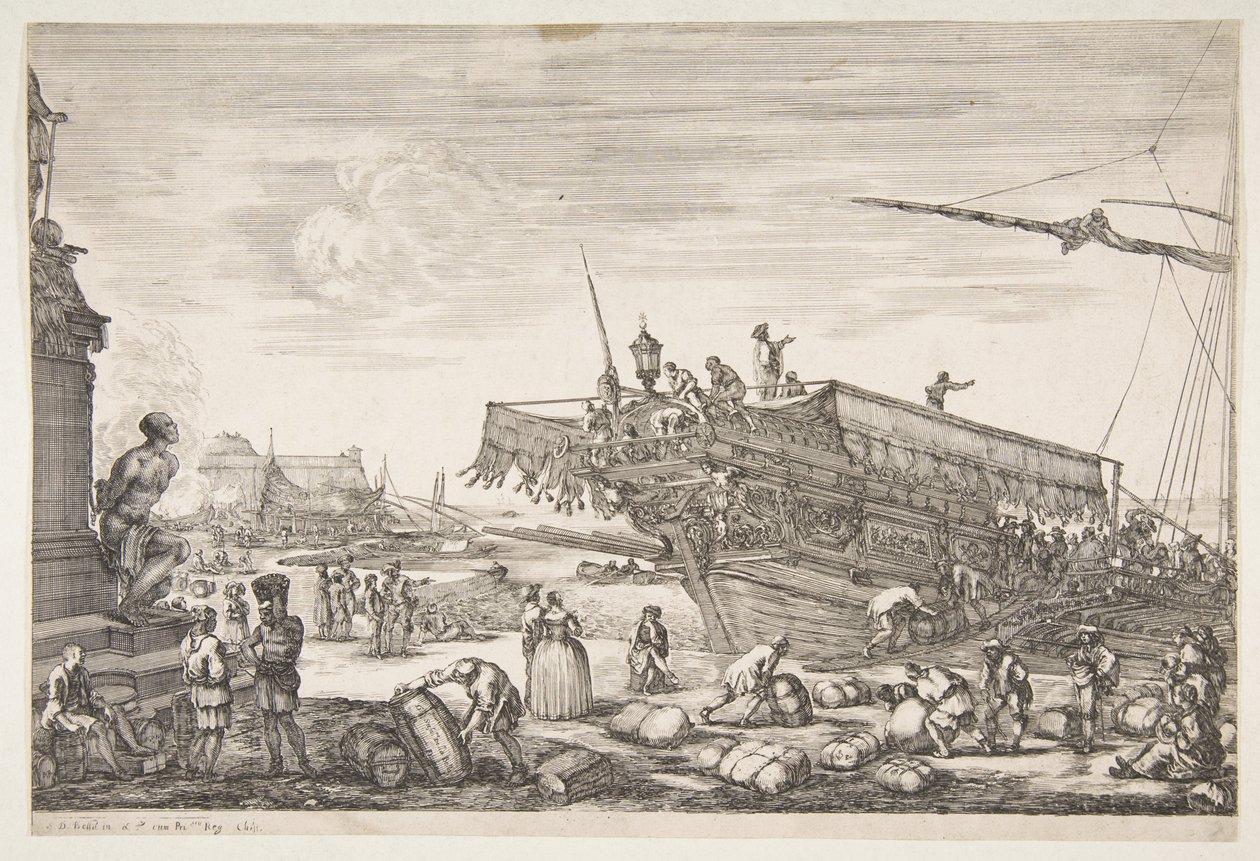 Konyha betöltése, Livorno kikötőjének kilátásaiból Vues du port de Livourne, 1654-55. alkotó: Stefano della Bella