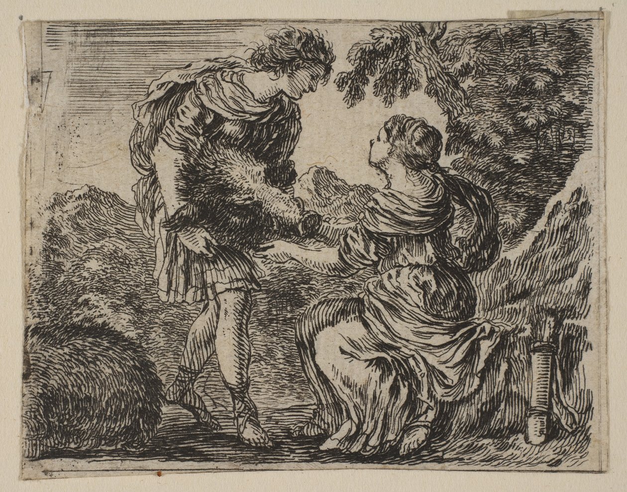 Meleager és Atalanta, a Game of Mythology Jeu de la Mythologie-ból, 1644. alkotó: Stefano della Bella