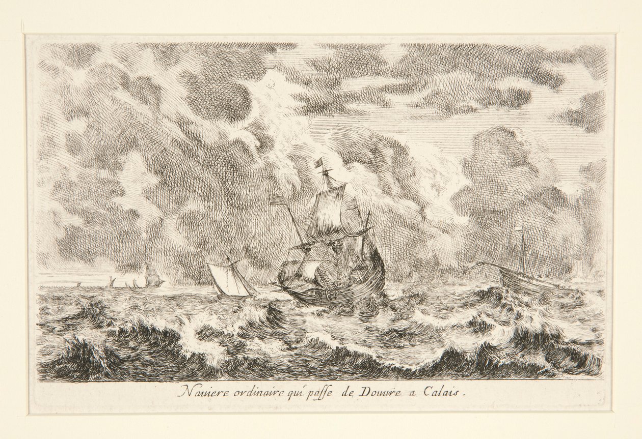 Egy közönséges hajó Douvre és Calais között, a Vues de ports de mar (Tengeri kikötők kilátása) sorozatból alkotó: Stefano della Bella